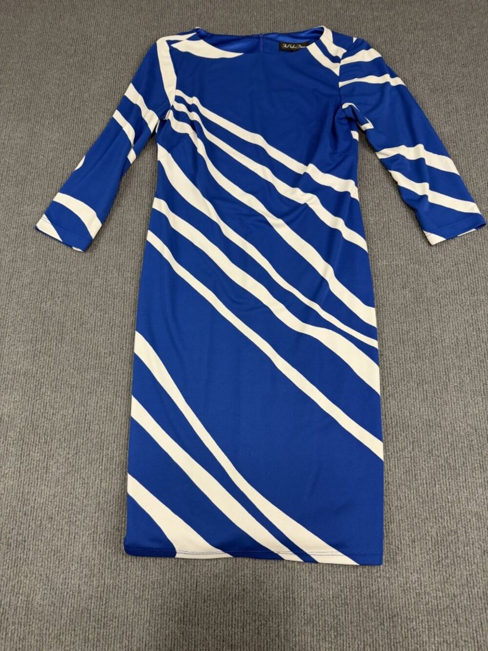 The Perfect Dress Womens Blue White Striped 3/4 Sleeve Knee-Length Dress 4